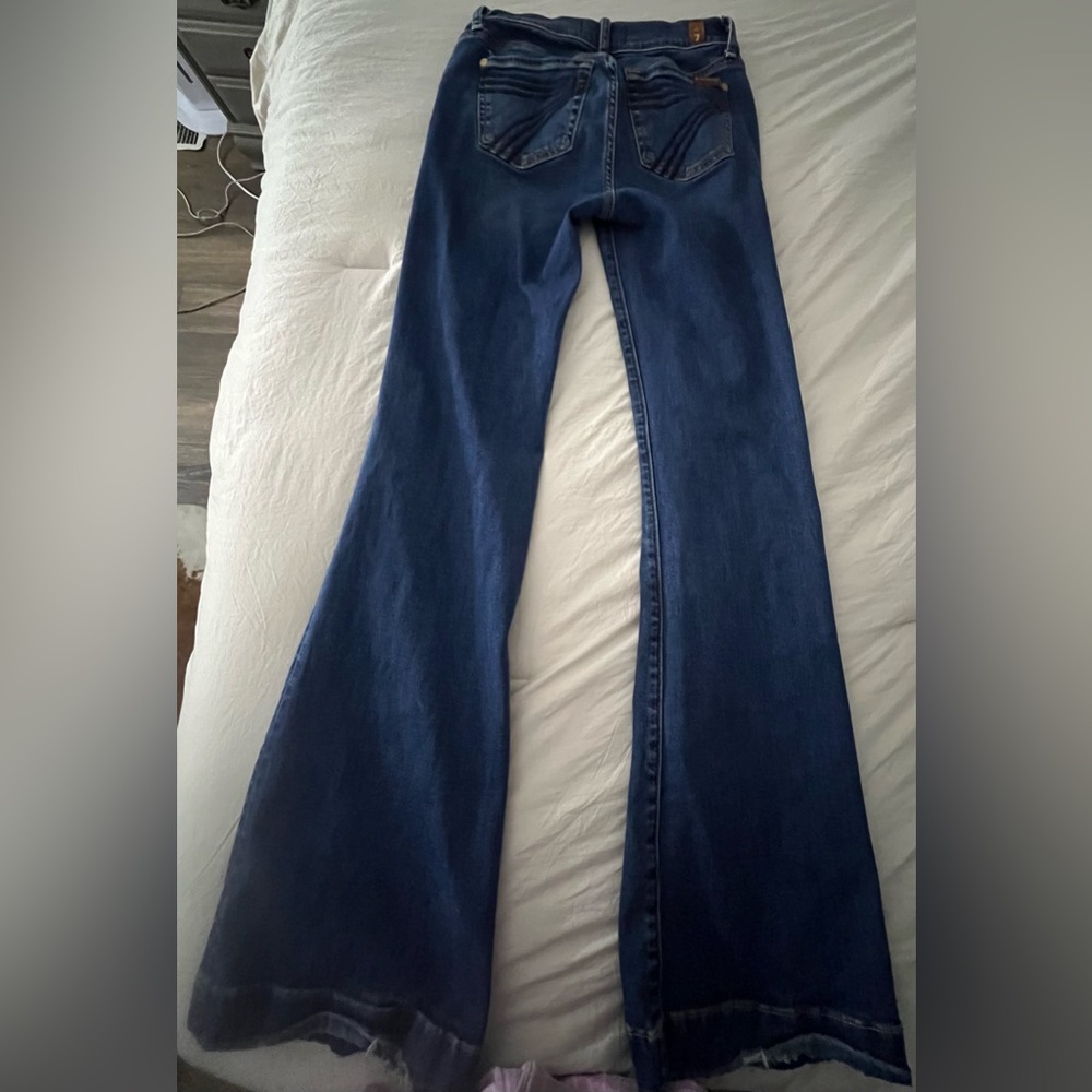 7 For All Mankind Dark Blue Wide Leg Jeans